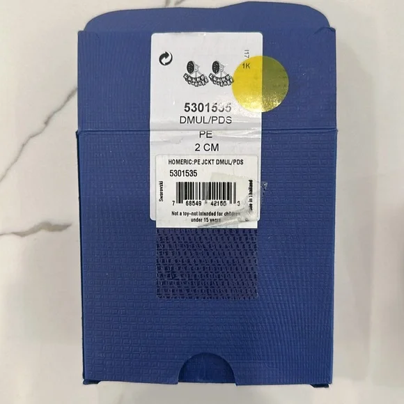 Swarovski Palladium-Plated-Metal and Crystal Earrings Blue NWT - Picture 5 of 6